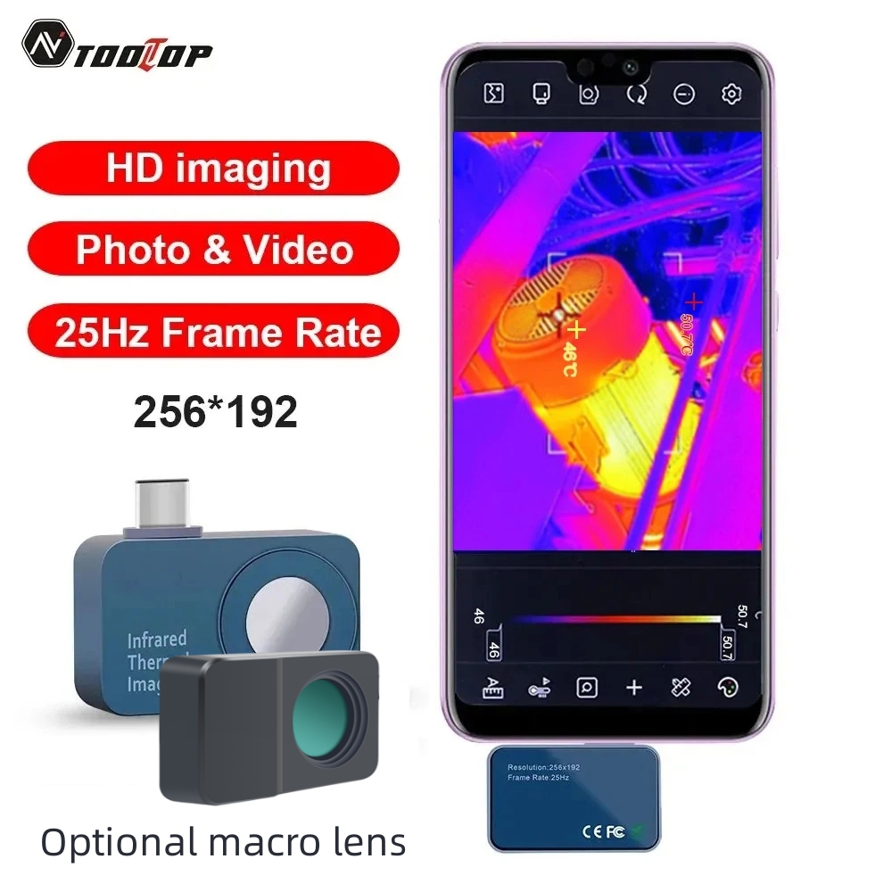 Infiray P2 Pro Macro Lens - TOOLTOP T7 256*192 Android Type-C Thermal
